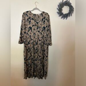 Time & Tru Floral Midi Dress Size L